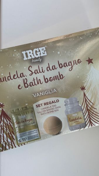 Irge Christmas Beauty Подарунковий набір (Бомбочка, сіль для ванни, свічка) Vaniglia 50*200*70 г 6920951 фото